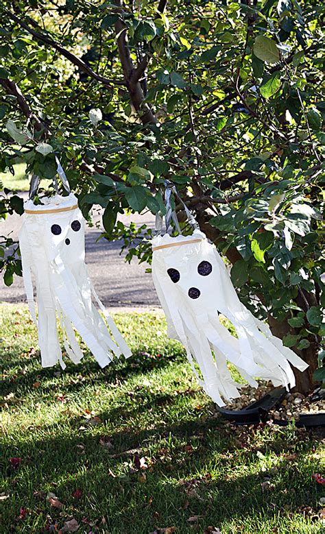 Diy Windsock Ghosts Plastic Bag Ghost Craft Diy Halloween