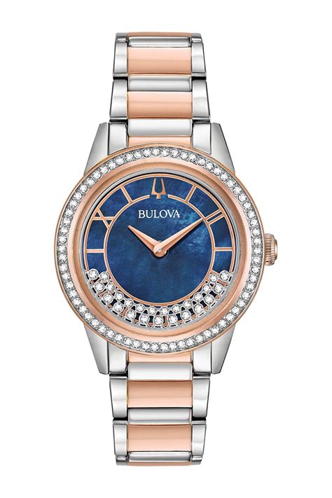 Bulova Womens Turnstyle Swarovski Crystal Bracelet Watch 33mm