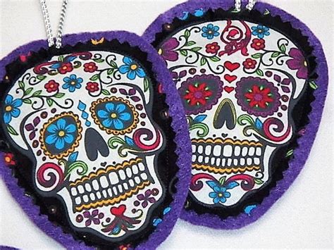 Set Of 5 Sugar Skull Ornaments Sugar Skull Decor Sugar Skull Etsy