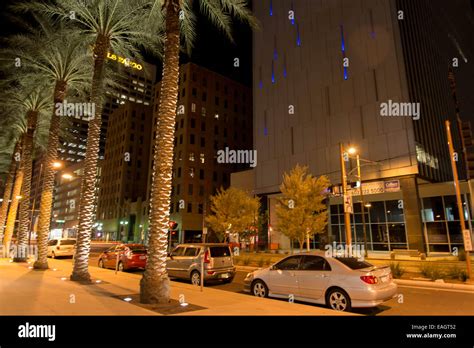 Night Streetscape In Downtown Phoenix Arizona Stock Photo Alamy