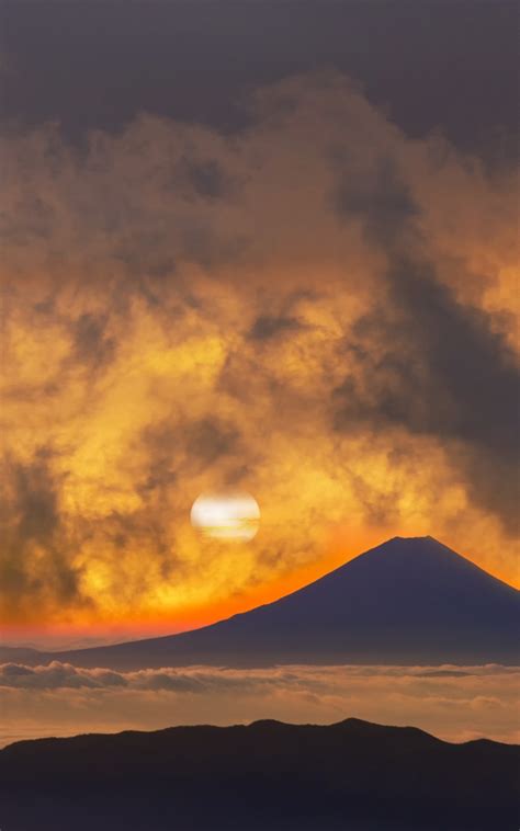 800x1280 Volcano Mountains Sky Fantasy Orange Clouds Sunset 5k Nexus 7