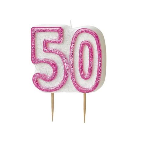 Pink Glitz Number 50 Candle 50th Birthday Cake Candles Birthday