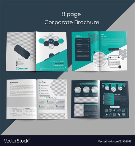 8 Page Corporate Brochure Design Royalty Free Vector Image