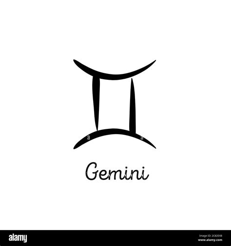 Hand Drawn Gemini Zodiac Illustration Simple Line Gemini Zodiac Icon
