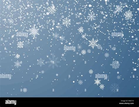 Snowfall Christmas Background Flying Snow Flakes And Stars On Winter