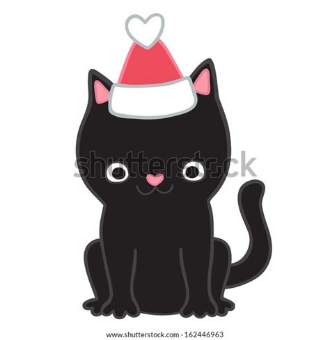 Black Cat Santa Hat Stock Vector Royalty Free 162446963 Shutterstock