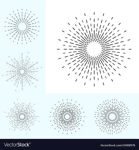 Linear Drawing Of Vintage Sunbursts Or Light Rays Vector Image