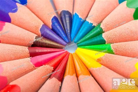 Color Pencils In Arrange In Color Wheel Colors Stock Photo Picture