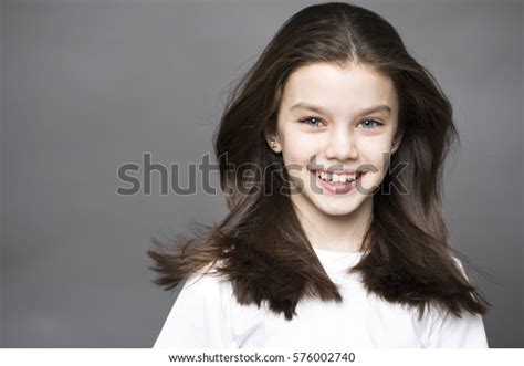 Portrait Charming Little Girl Smiling Camera Stock Photo 576002740