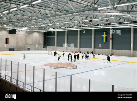 Sweden Hockey Teams Gathering On Ice Rink Stock Photo Alamy