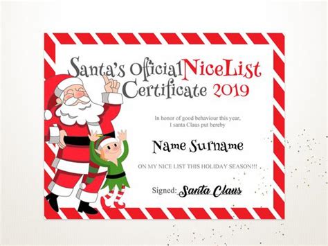 Create your custom design certificate with our online certificate maker, or choose from a template. Santa's Nice List Certificate Template EDITABLE Kids | Etsy