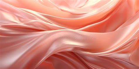 Shiny Silk With Large Fold Waves Into A Fresh Light Peach Color Texture