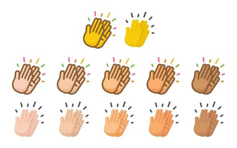 Clapping Hands Emoji Set Two Styles Of Applause Icons Line Icon And