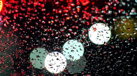 Wallpaper Drops Wet Bokeh Surface Lights Glass Rain Hd