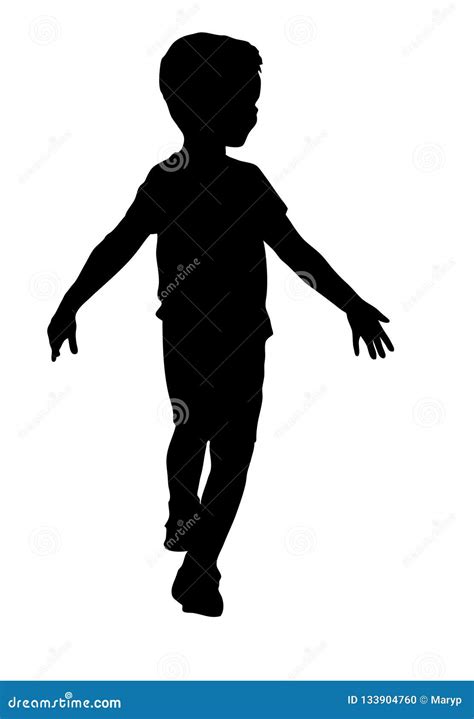 Silhouette Of Happy Little Boy Stock Vector Illustration Of Runner