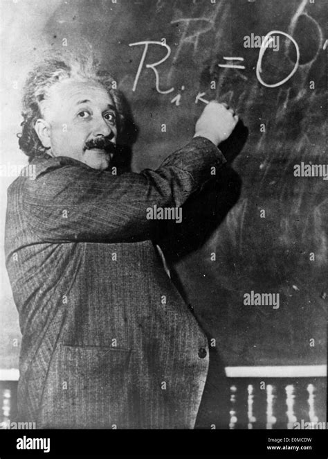 Professor Albert Einstein At The Chalkboard Stock Photo 69290309 Alamy