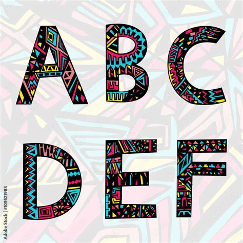 Vector Alphabet Hand Drawn Letters A B C D E F Stock Vector