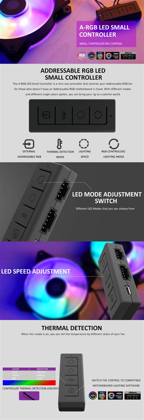 Ideal for rgb case, coolers and radiators fans. Buy Cooler Master ARGB LED Small Controller [MFX-ACBN ...