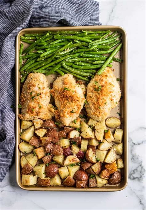 Parmesan Crusted Chicken Sheet Pan Dinner Lemons Zest