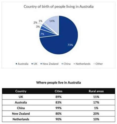 The Pie Chart And The Table Illustrate The Percentage Of Birthplaces In