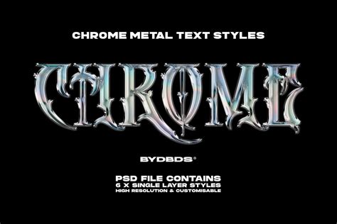 Chrome Metal Text Styles Text Style Metal Typography Graphic Design