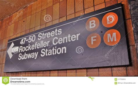 New York City Rockefeller Center Subway Sign Editorial Photo Image Of