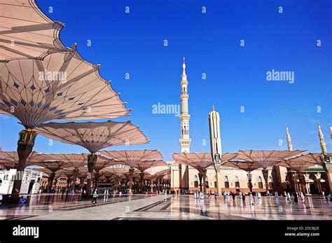 Masjid Nabawi Mosque Holly Mosque Medina Saudi Arabia Stock Photo
