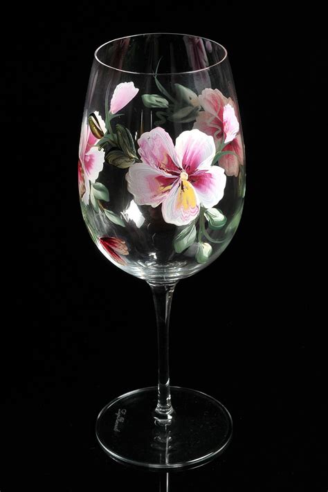 Hand Painted Crystal Wine Glasses L