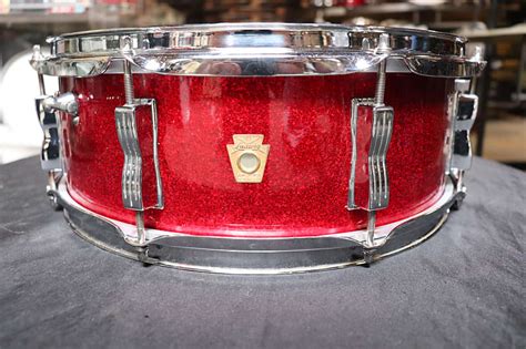 Ludwig 55x14 Jazz Festival Snare Drum Red Sparkle Vintage Reverb