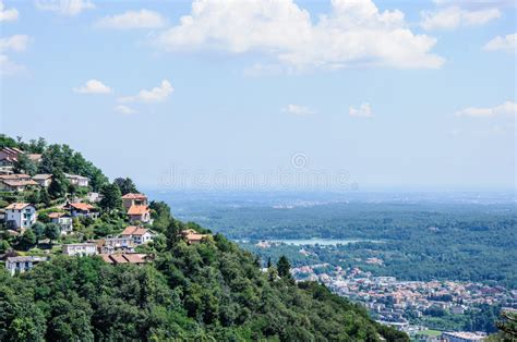 Panoramic View Of The City Of Como Over The Lake Como Italy Stock