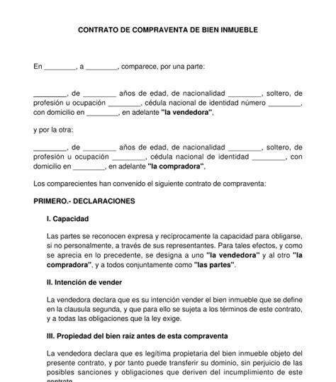 Contrato De Compraventa De Bienes Inmuebles Modelo