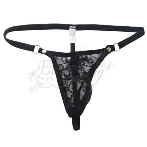 Mens Sexy See Through Sheer Lace G String Underwear T Back Thongs