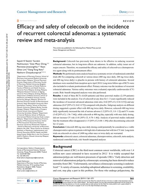 Pdf Efficacy And Safety Of Celecoxib On The Incidence Of Recurrent