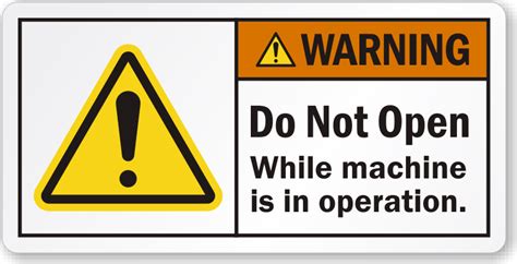 Warning Do Not Open While Machine Is In Operation Label Sku Lb 2432