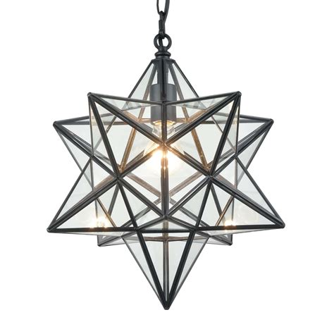 Modern Moravian Star Pendant Lights Clear Glass Shade 16