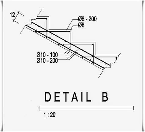 Referensi Denah Tangga Dan Detail Penulangan Tangga Sederhana Untuk Riset