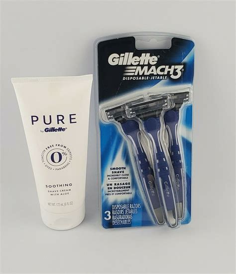 Gillette Mach3 3 Count Smooth Shave Disposable Razors And Pure Shave