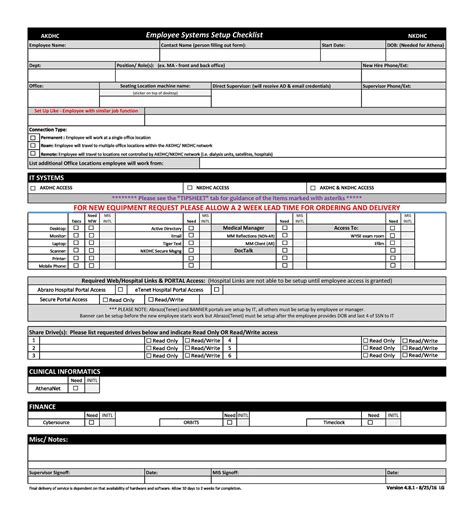 Employee Checklist Template Excel Collection