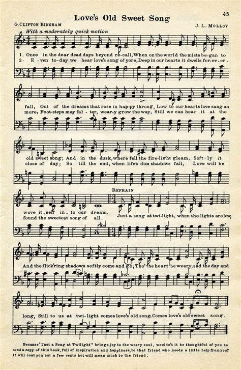 Free Sheet Music Graphic Loves Old Sweet Song Vintage Sheet Music