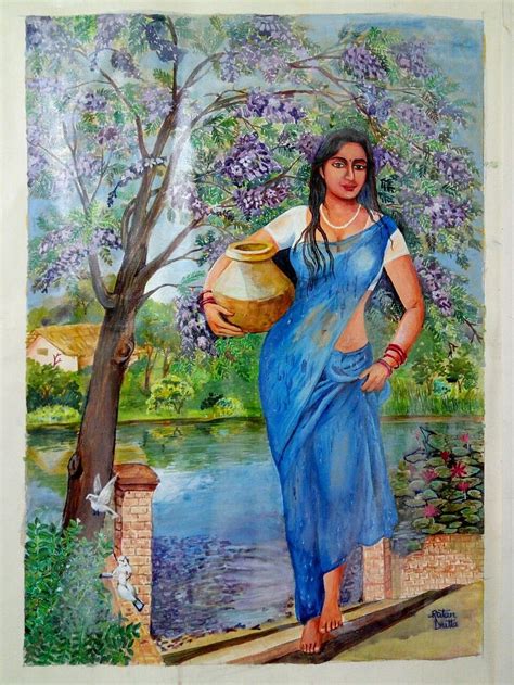 Ratan Dutta Paintings Indian Village Women Brings Water Indian Women Oil Painting Hd Phone