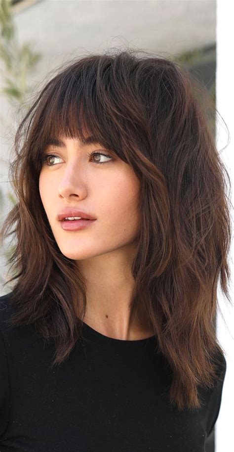 20 Mid Length Hairstyles With Fringe And Layers Bangs And Mid Length Haircut