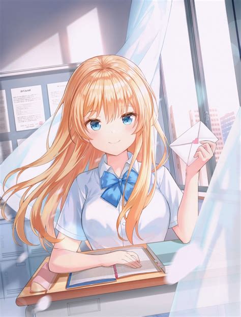 Wallpaper Beautiful Anime Girl Blonde School Uniform