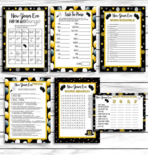 New Years Eve Party Game Bundle, New Years Day Game, New Years Trivia Game, New Years Word 