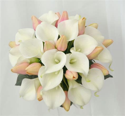 Calla Lily And Peach Tulip Bridal Bouquet Flowers Flower Bouquet