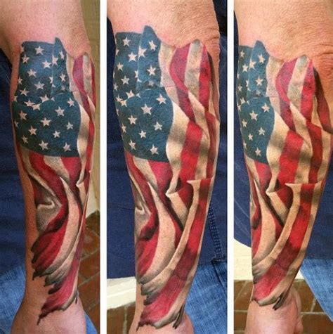 Manly American Flag Waving Guys Patriotic Forearm Tattoos | Neat