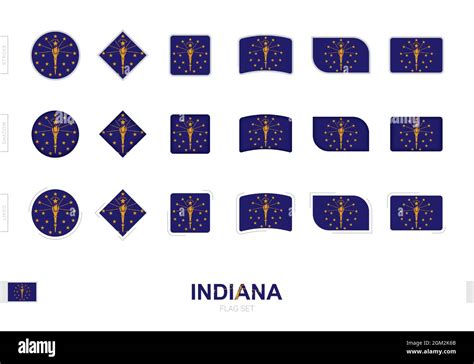 Indiana Flag Set Simple Flags Of Indiana With Three Different Effects