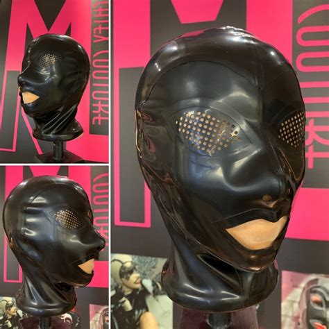 The Kink Latex Hood With Perforated Eyes Etsy