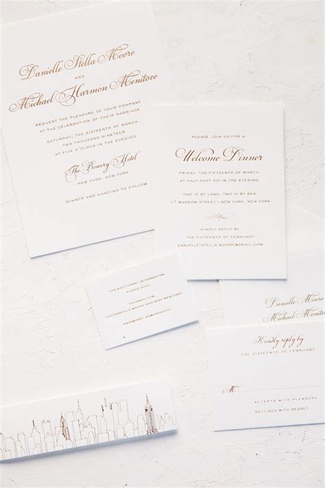 New York Inspired Rose Gold Wedding Invitations For Danielle And