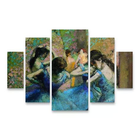 Edgar Degas Dancers In Blue 1890 Canvas Wall Art 5 Piece Set