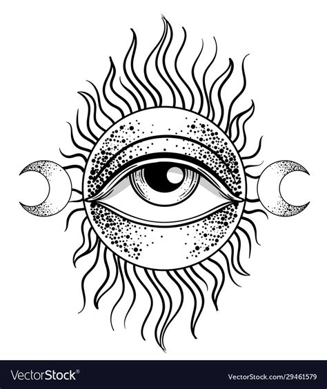 Blackwork Tattoo Flash Eye Providence Masonic Vector Image